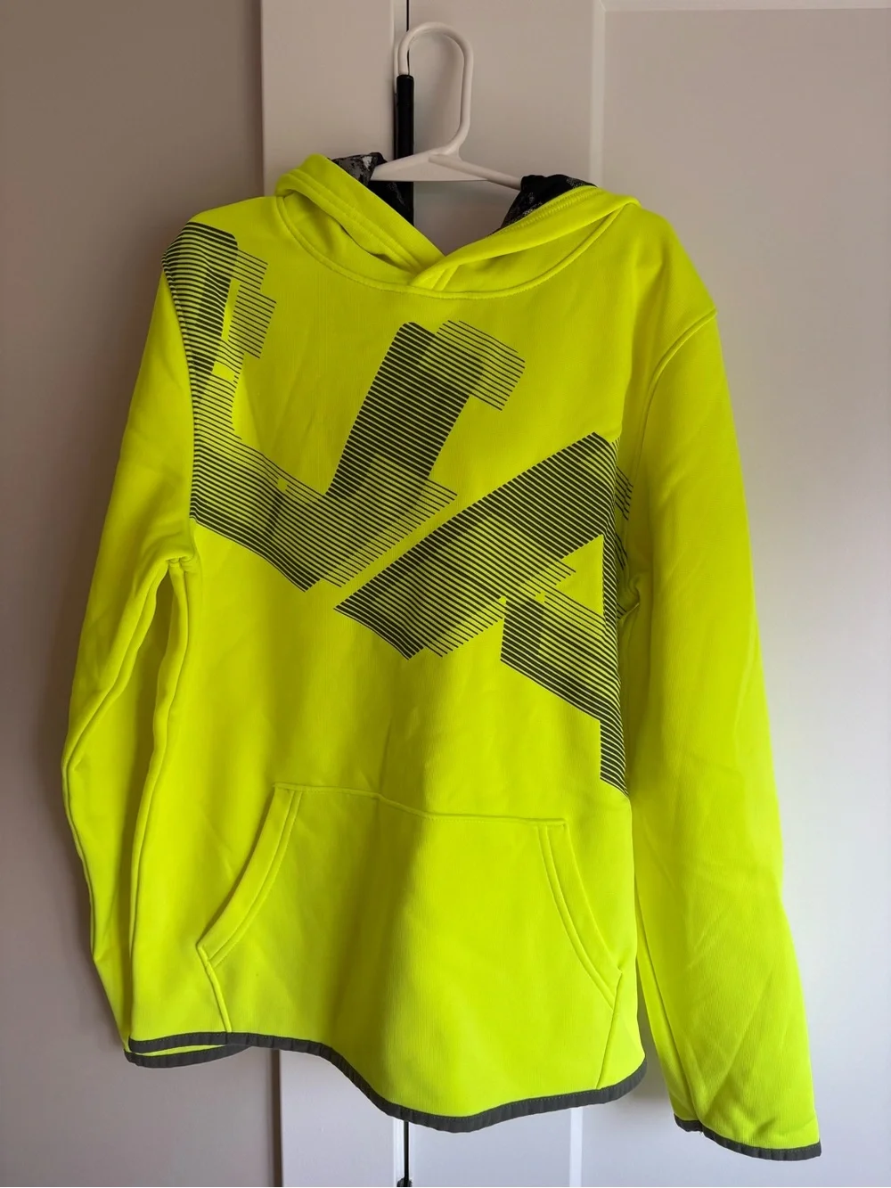 Under Armour Neon Yellow Hooded Sweatshirt with Black Graphic